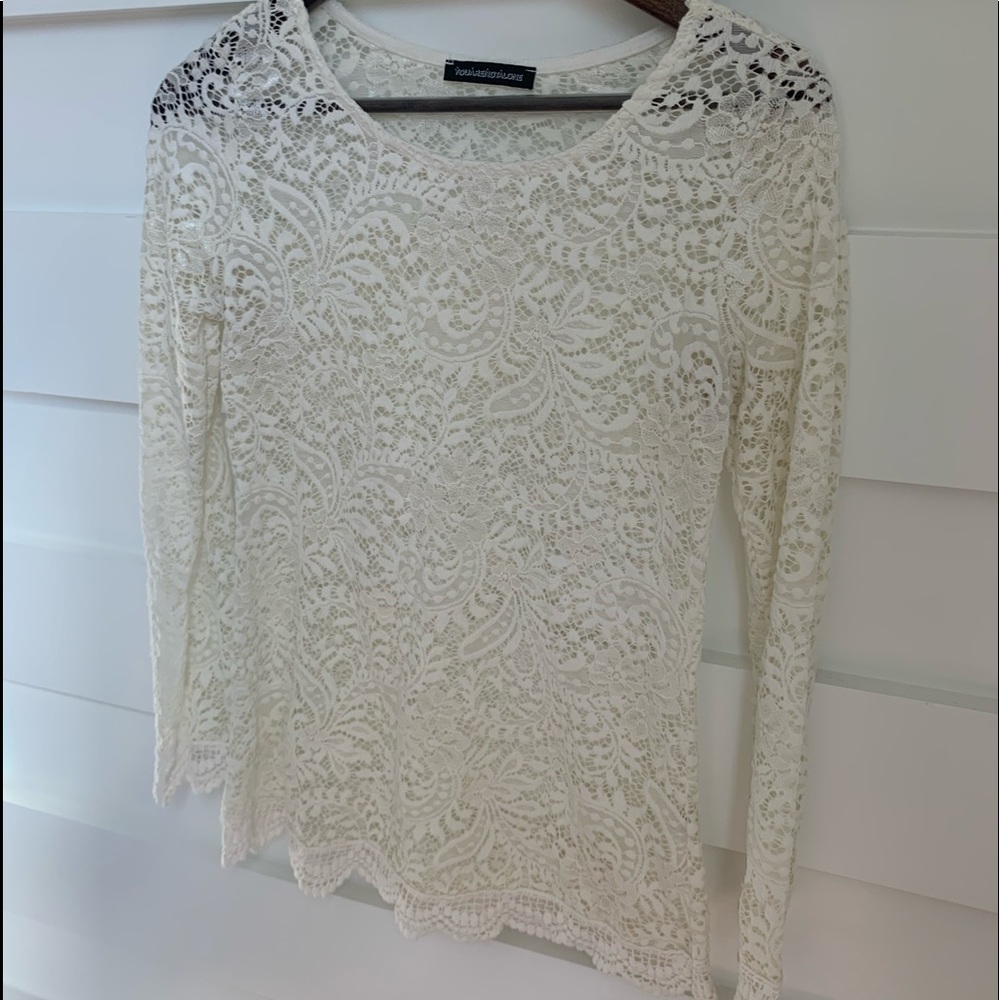 YouAreNotAlone - Sheer Lace Long Sleeve Top